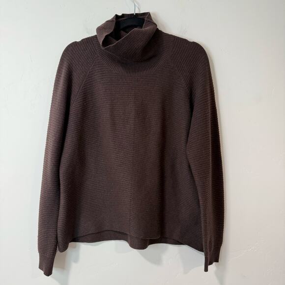 Kuhl Women's Solace Sweater Turtleneck Ribbed Knit Brown Large Merino Wool - Picture 1 of 8